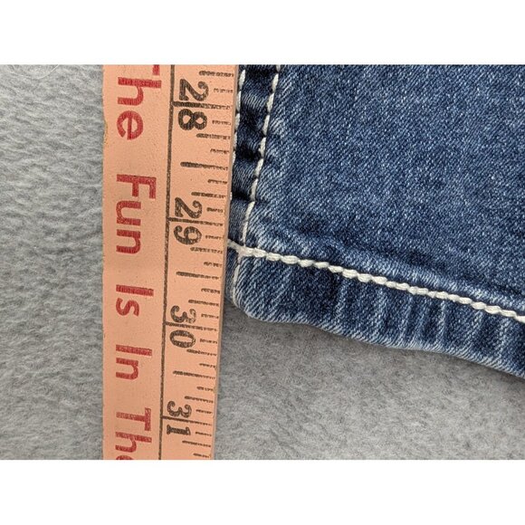 True Luck Jeans Mens 34x30 Blue Straight Leg Denim Contrast Stitch Embroidered - Picture 8 of 15